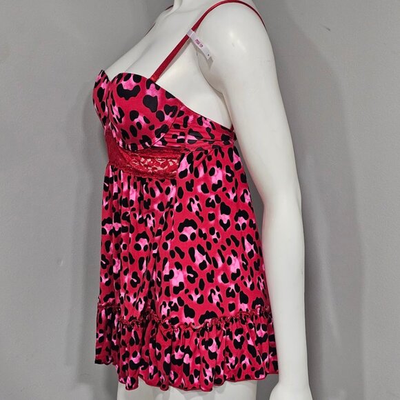 Leopard Print Babydoll Chemise Lingerie - Picture 3 of 8